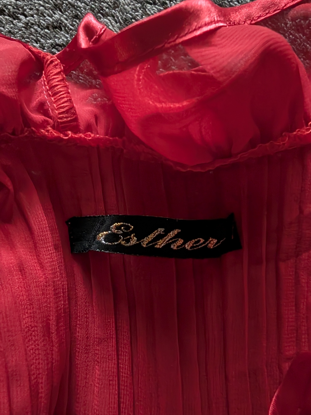 Esther Red Ruffled Long Sleeve Blouse - Picture 5 of 5